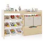 Kids Wooden Toy Storage Organizer Bookshelf bins movable Drawer Nursery Playroom