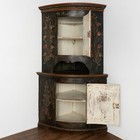 Original Black Painted Corner Cupboard Cabinet  Sweden Dated 1818