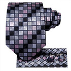 Mens Plaid Ties Classic Paisley Necktie With Handkerchief Cufflinks Set