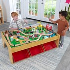 Kidkraft Waterfall Mountain Wooden Train Set   Table With 120 Pieces  3 Storage