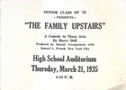 Vintage 1935 High School Play Program The Family Upstairs Comedy Theater Booklet
