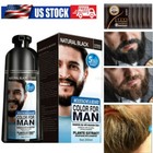 Men 2 In 1 Beard Mustache Natural Hair Color Shampoo Permanent Black Dye