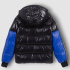  800 Moncler Kids Teen Boys Blue Striped Quilted Puffer Hooded Jacket Size 5