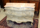 French Antique Painted Louis Xv Chest   Marble Top   Carved Drawers   Curves
