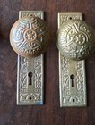 27pc Antique Eastlake Victorian Ornate  Brass  Bronze Door Knob Back Plate Sets