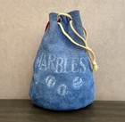 Vintage Mixed Glass Toy Marbles Lot W  Leather Drawstring Pouch Collectable
