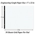 Large Engineering Graph Paper - 22  X 17  Grid Paper  50 Sheets 100 Pages  4    