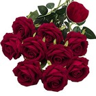 Velvet Rose Artificial Flowers Bulk Real Touch Artificial Roses With Stems Red