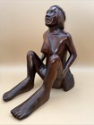 Rare    Vtg African Makonde Maasai Hand-carved Ebony Wood Seated Woman Sculpture