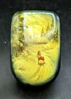 Vintage Fedoskino Russian Hand Painted Lacquer Box W  Superb Cold Winter Scene  