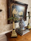 Pair Of Vintage Palm Tree Lamps  Seem To Be Hand Painted  Made In China