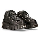 New Rock Unisex Metallic Black Gothic Classic Leather Biker Boots