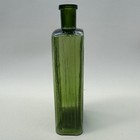 Antique 8oz Green Ribbed Poison Bottle Not To Be Taken Victorian Glass