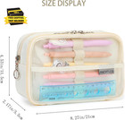 Pencil Case  Large Capacity Zipper Pencil Pouch  Multi- Slot Pen Bag  Transparen