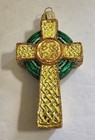 2001 Old World Christmas Celtic Cross Irish Glass Ornament With Original Box