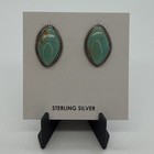Donovan Nez Navajo Handmade Sterling Silver Kingman Turquoise Earrings  Signed