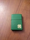 Zippo Matte Green Clover Leaf Shamrock Lighter Unused 