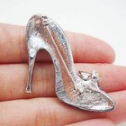 Fashion Style Silver Tone High-heel Shoe Brooch Pin Clear Ab Rhinestone Crystal