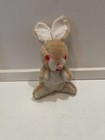 Vtg 80s  Bunny Plush Stuffed Easter Bunny Rabbit Pink Sweet Eyes 7  Tall Beige