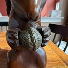 Wood Squirrel Figurine Decorative Sculpture Holding Acorn Nut
