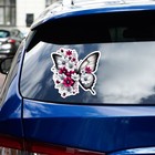 White   Pink Flower Butterfly - Vinyl Decal Sticker - Car Window Laptop -  215