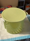 Vintage Tupperware Lettuce Keeper Sheer Green Round Container Colander Lid Usa