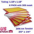 6 Pack 20  X 24  Aluminum Screen Printing Screens With 305 Yellow Mesh Count