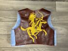 Vintage 1950 s Child s Blue Plush Fur Western Cowboy sheriff Vest Costume Play