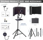 Microphone Isolation Shield With Pop Filter   Stand And Phone Clip  Foldable Tri
