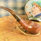 Handsome Mid-century Dense Grain Briar Bent Pot Shape Estate Tobacco Pipe
