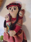 Vintage Peruvian Hand Made Folk Cloth Rag Doll Mom W  Baby Peru Detailed 20  