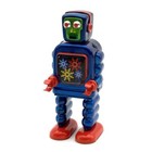 Gearing Robot 5  Saint St  John Wind Up Blue Tin Toy Collectible Retro Space Age
