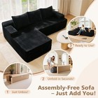 96 frameless Boneless Soft Sofa cloud Sectional Couch With L-shaped Chaise Black