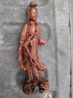 Chinese Kwan Yin Boxwood Carving Dragon Antique Early 1900s Cracked 9 