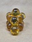 Vtg Mid Century Amber Yellow Acrylic Lucite Grapes Cluster Bunch Faux Wood Stem