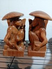 Vintage Handcarved Wooden Polynesian Bookends Set Of 2