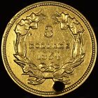 1854  3 Gold Piece     Xf Extra Fine Details     Coin Holed Hole Scarce A    trusted   