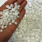 1800pcs Flat Back Half Pearls 4mm White Half Round Flatback Pearls Gems Beads   