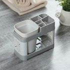 Toothbrushtoothpaste Removable Stand Holder Organizer With Cups Bathroom Storage