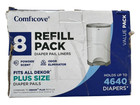 8 Refill Pack  Comficove Diaper Pail Liners For Dekor Plus Size Pails - Powder