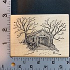 Covered Bridge In Winter Landscape Rubber Stamp 3x4 Inches Very Clean