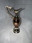 Vintage Deposed Copper And Brass Ewer With Handle And English Cross 4 75    Tall