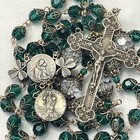 Irish Rosary Emerald Green Crystals Bronze Crucifix Shamrock Center St Patrick