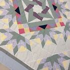 Handmade Wisteria Blossoms Cotton Fabric Patchwork Quilt Top topper 86x86 