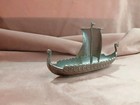 Vintage Pewter Viking Ship Salt Cellar Handstopt Tpb Tinn norway