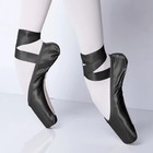 Black Satin Ballet Pointe Shoes Professional Girls Ballerina Shoes With Ribbons