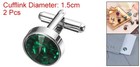 2pcs Crystal Cufflinks Copper Round Cuff Links For Men Groom Green