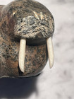 Vintage 90 s Eskimo Inupiat Stone Carving Of A Walrus  Signed Ben Saclamana