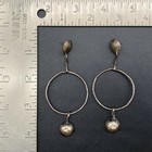 Vintage Navajo Native Coin Silver Concho Hoop Dangle Earrings