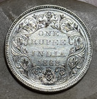 1862 British India Rupee Silver Victoria A ii 0 4 Dots Cleaned Nice Detail